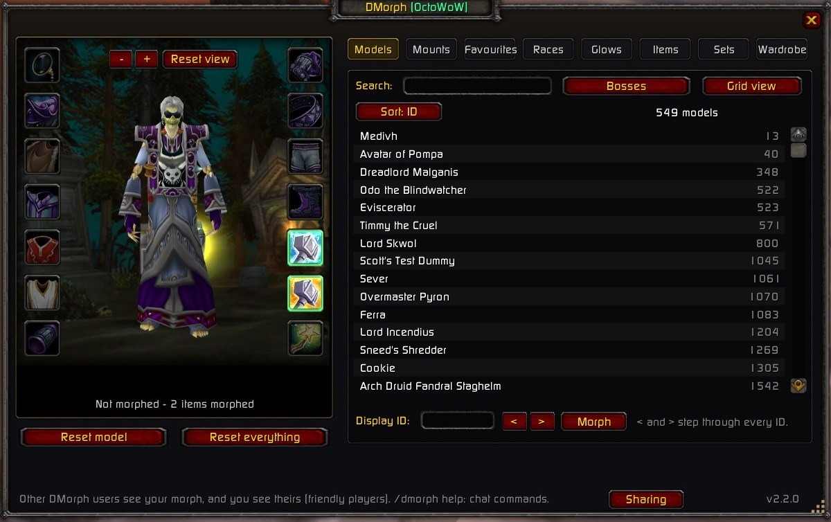 Models tab