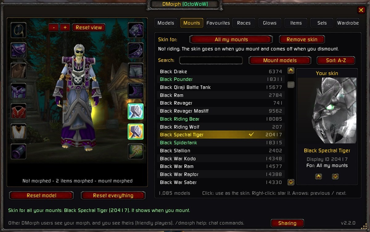 Mounts tab